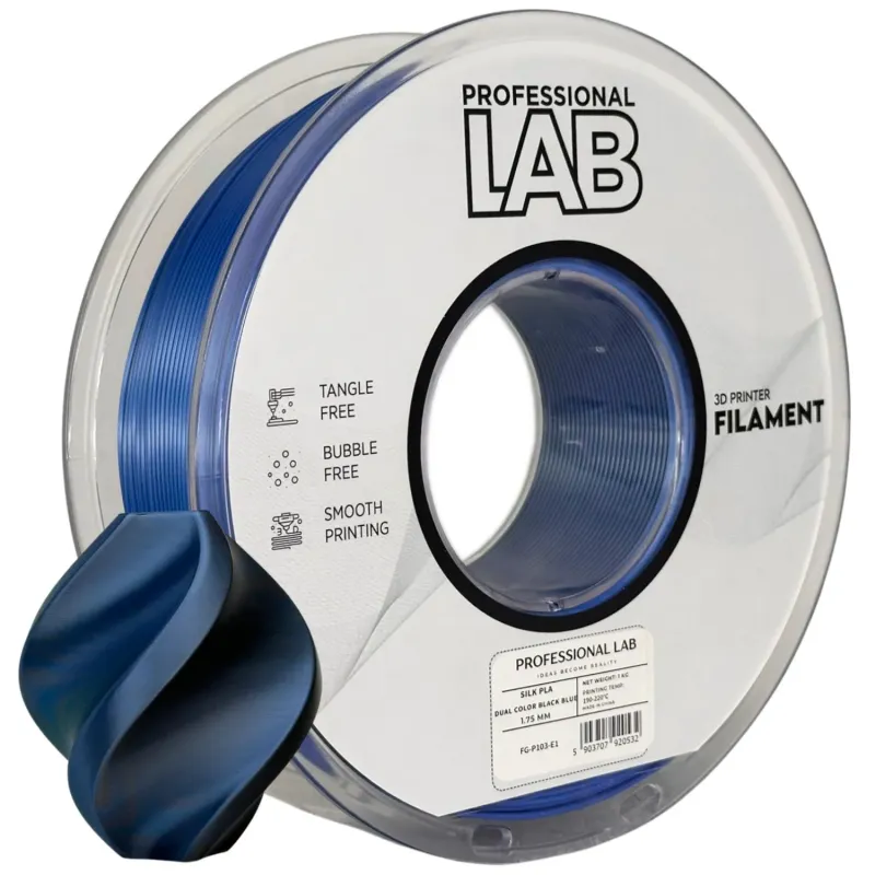 Filament Silk PLA Dual Color black blue 1,75mm 1kg Professional LAB