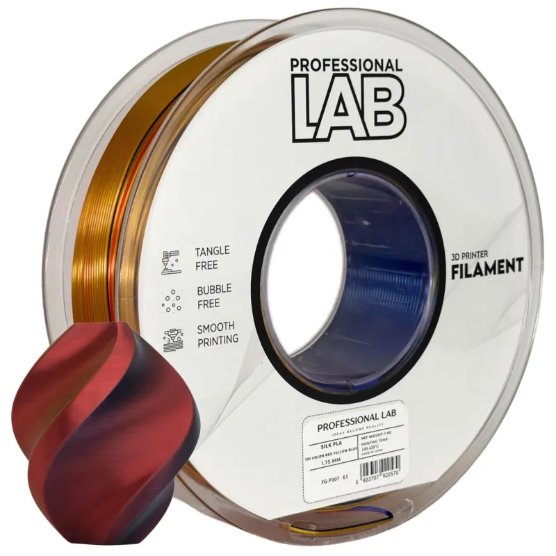 Filament Silk PLA Tri Color red yellow blue 1,75mm 1kg Professional LAB