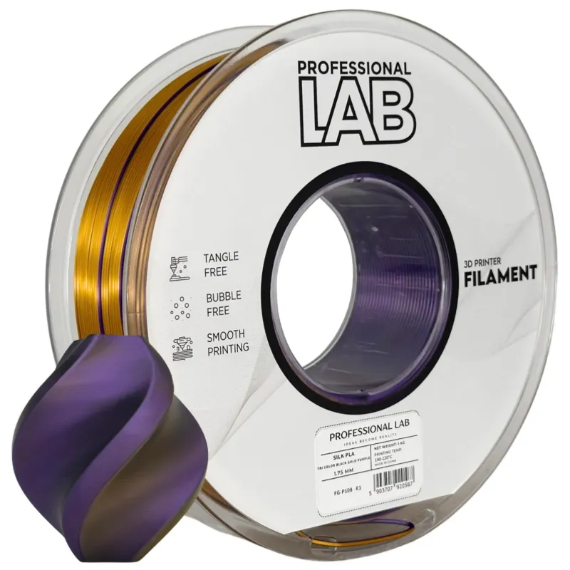 Filament Silk PLA Tri Color black gold purple 1,75mm 1kg Professional LAB